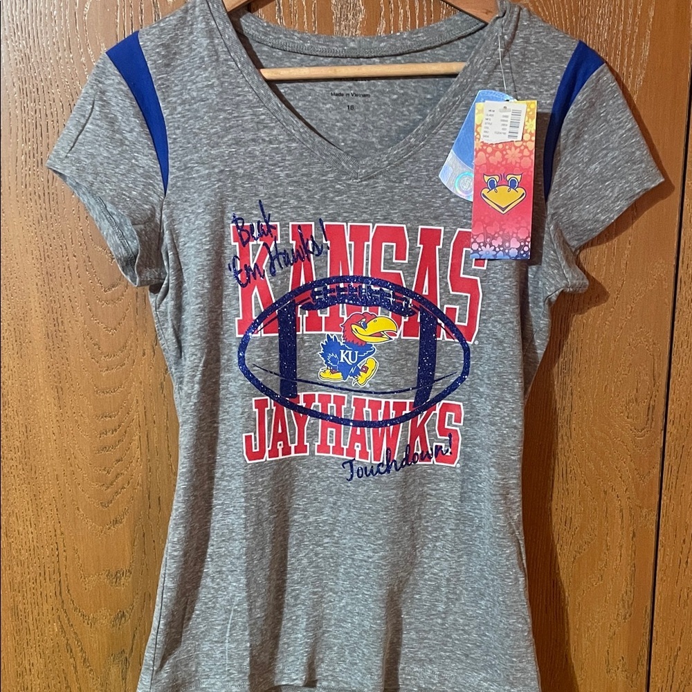 NWT - Kansas Jayhawks Gray and Blue Kids Shirt